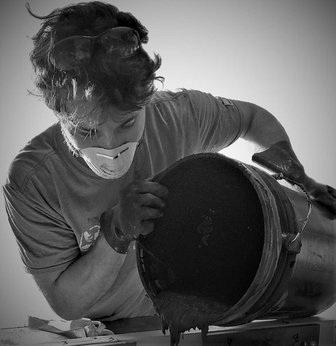 
                      SpaCrete's Kyle Graham pouring a custom concrete bathtub
                     