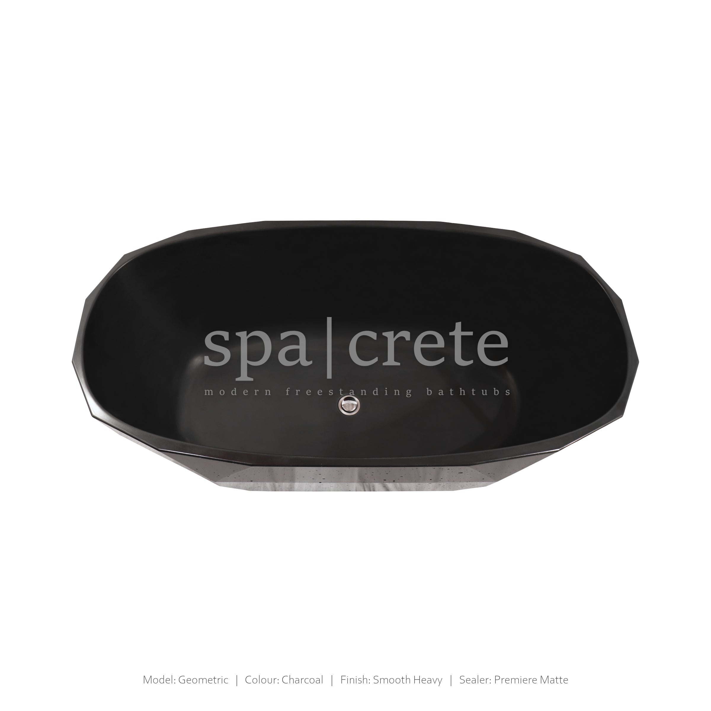 Geometric Modern Freestanding Concrete Bathtub Charcoal Signature Series SpaCrete