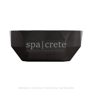 Open image in slideshow, Geometric Modern Freestanding Concrete Bathtub Charcoal Signature Series SpaCrete
