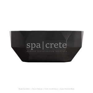 Open image in slideshow, Geometric Modern Freestanding Concrete Bathtub Charcoal Signature Series SpaCrete

