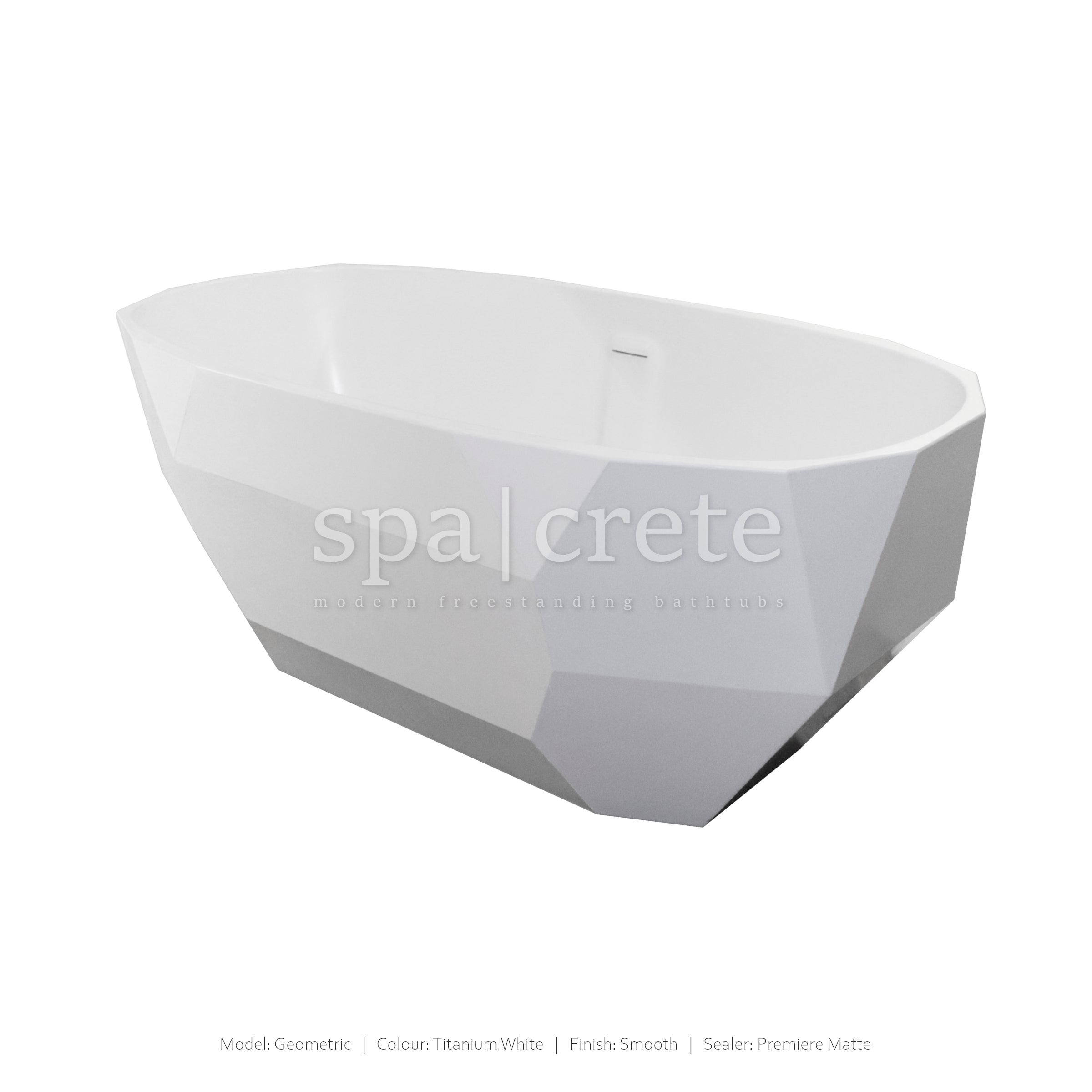 Geometric Modern Freestanding Concrete Bathtub Titanium White Signature Series SpaCrete